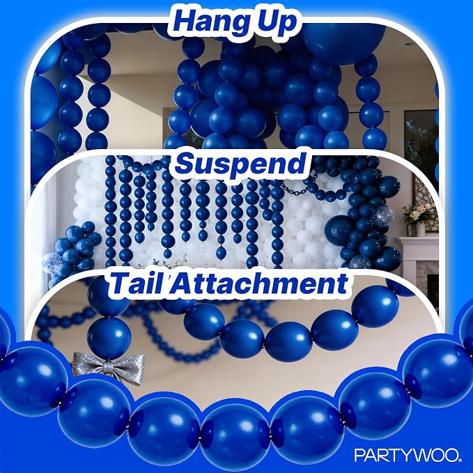 PartyWoo Royal Blue Linking Balloons 100pcs 6 Inch Dark Blue Link Balloons | - Image 6
