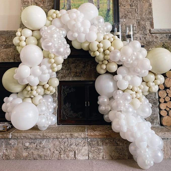 135pcs Sand White Balloon Garland Kit Different Sizes of 18 12 10 5 Inch Cream - Image 5