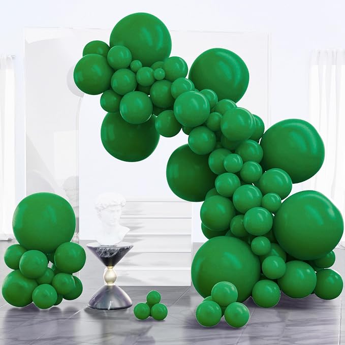 PartyWoo Dark Green Balloons 100pcs Emerald Hunter Forest Green Color | by PartyWoo