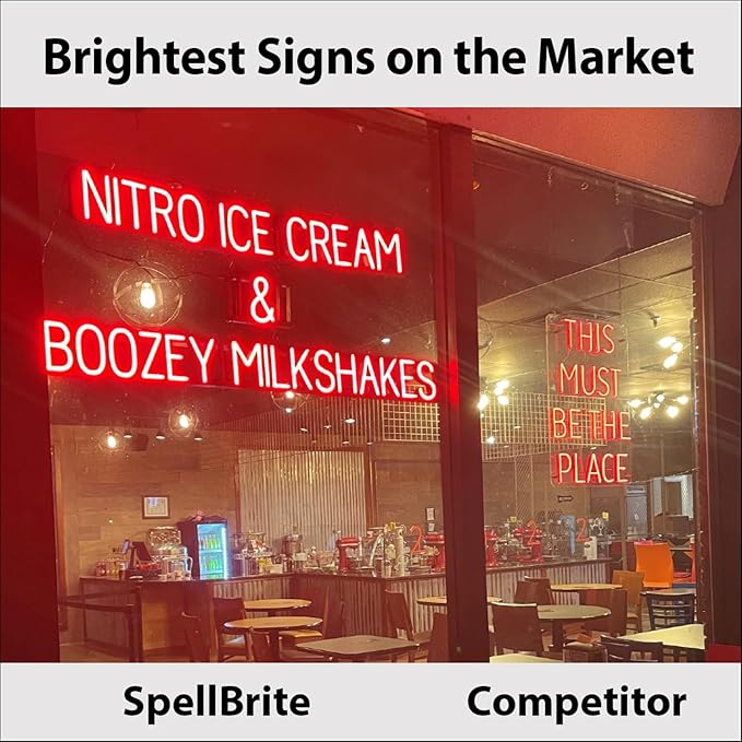 SpellBrite BEER & WINE Sign | Beer-Related Sign with Neon Look, Red LED Light Source | 22.0" x 15.0"