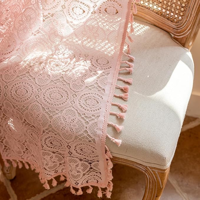 YJ YANJUN Boho Lace Curtains 63 inch 2 Panels, Boho Charm to Bedroom and Living - Image 4