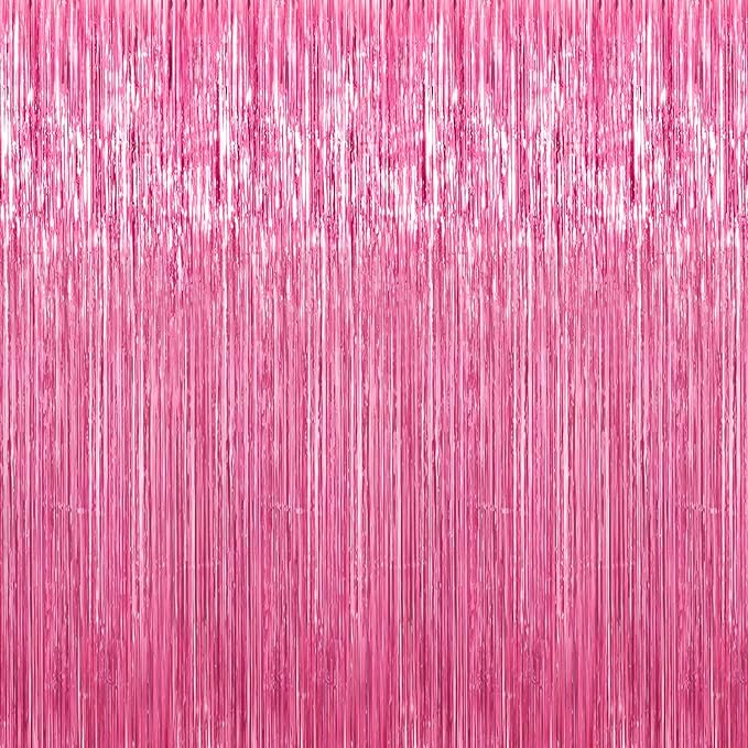 7 Pack 3.3 x 9.9 ft Pink Foil Fringe Curtains Streamers Party Decorations | by Crosize