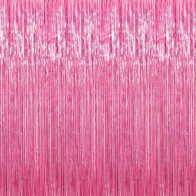 5 Pack 3.3 x 9.9 ft Pink Foil Fringe Curtains Streamers Party Decorations | by Crosize