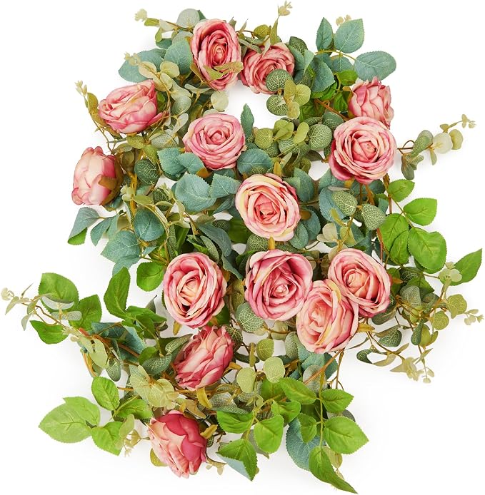 Artificial Flower Garland 2pcs 5.4ft Floral Peony Vine Decor, Hanging Faux - Image 2