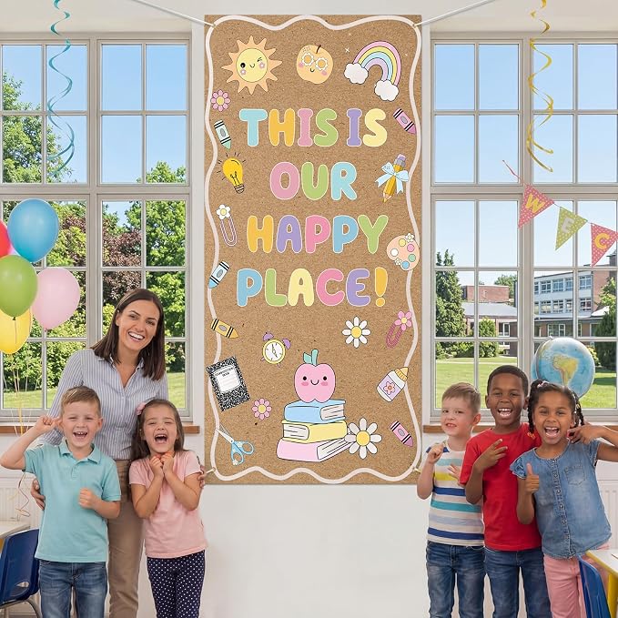 Tudomro Kraft Pastel Banner Back to School Backdrop Decor 71 x 35 Inch Kraft - Image 3