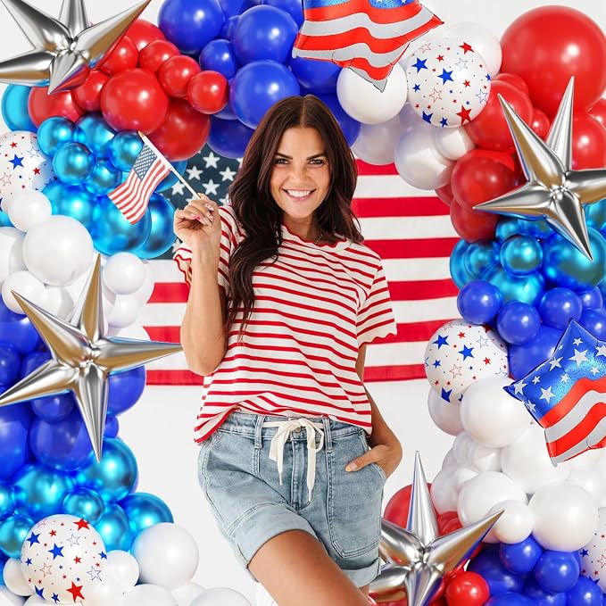 153Pcs 4th of July Balloon Arch Garland Kit Red White and Blue Party Decorations - Image 7