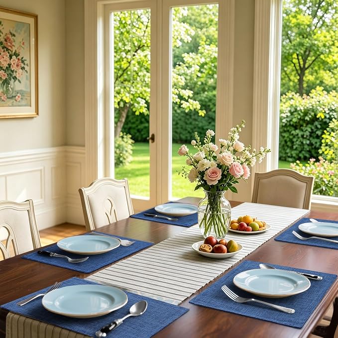 Homaxy Cloths Placemats for Dining Table Set of 6, Cotton Linen Blend Table Mats - Image 2