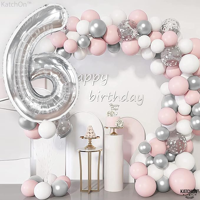 KatchOn Silver Number 6 Balloon 40 Inch | 6th Birthday Balloons, 6th Birthday - Image 5