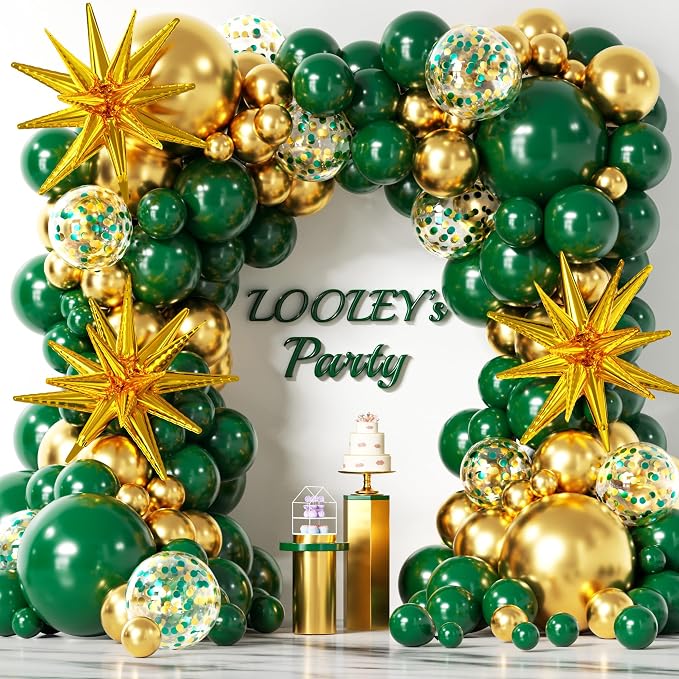 LOOLEY 137Pcs Green and Gold Balloons Garland Arch Kit - Image 7