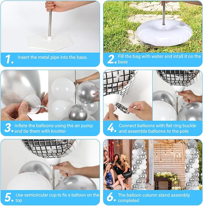 2 Sets Disco Ball Party Balloon Column Stand Kit - Image 4