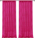 2×8FT-2PCS Hot Pink Sequin Backdrop Curtains Panels, Fuchsia Photography by Pufogu