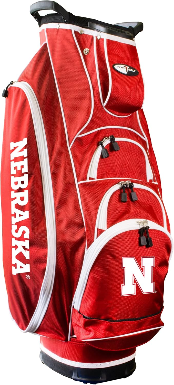 Team Golf NCAA Lightweight, 10-Way Club Divider, Spring Action Stand, Insulated Cooler Pocket, Velcro Glove and Umbrella Holder & Lift Assist Handles