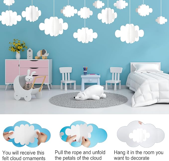 Ayfjovs 18 PCS 3D Cloud Decoration, Artificial Hanging Clouds - Image 4