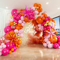 130pcs Pink and Orange Balloon Arch Kit Metallic Gold Confetti Balloons | by BAUANOOY