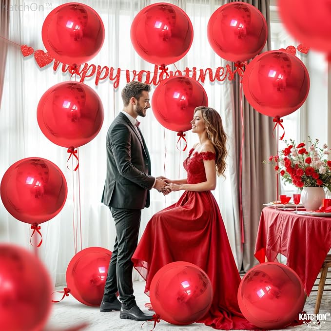 KatchOn, Huge Metallic Red Foil Balloons - Image 4