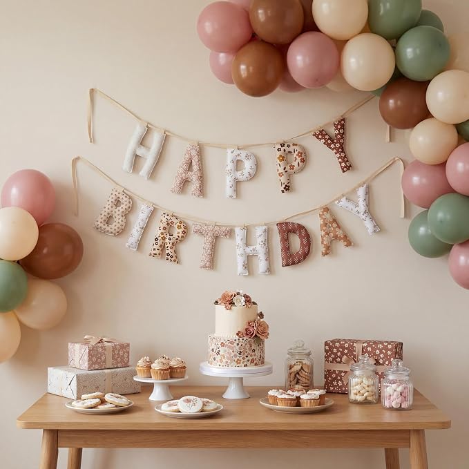 Pre-strung Happy Birthday Banner Sign Reusable Felt Happy Birthday Garland - Image 3