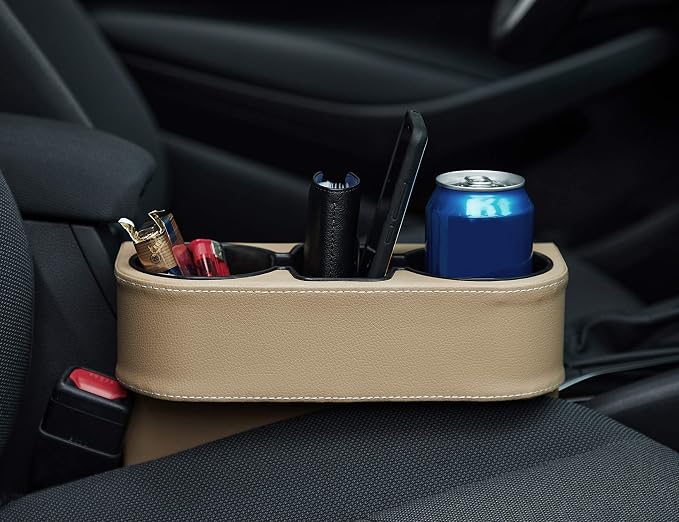 Cup Holder for Car, Console Side Pocket, PU Leather Cover, Front Seat Organizer - Image 7