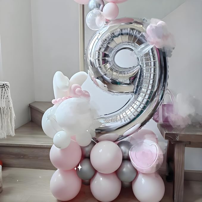 Number Balloons 60 Balloon 40 inch Silver - Image 2