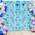 2 Packs Blue Foil Fringe Curtain, Hawaiian Element Pattern Metallic Tinsel by BSRESIN