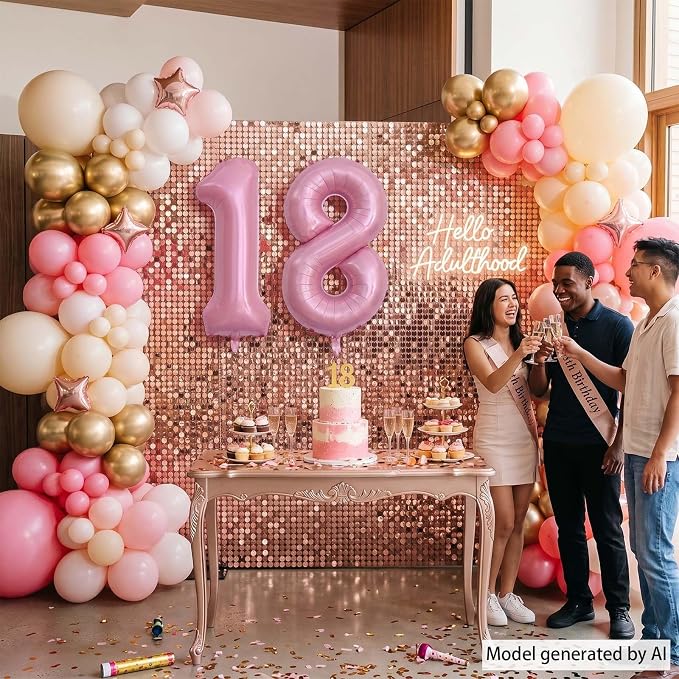 Pearlescent Pink Number 18 Balloon 40 Inch, Shiny Foil - Image 7