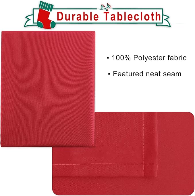 Hiasan Red Tablecloth Rectangle - Wrinkle Resistant and Waterproof Dining Room Washable Christmas Table Cloth, Polyester, 54 x 108 Inch