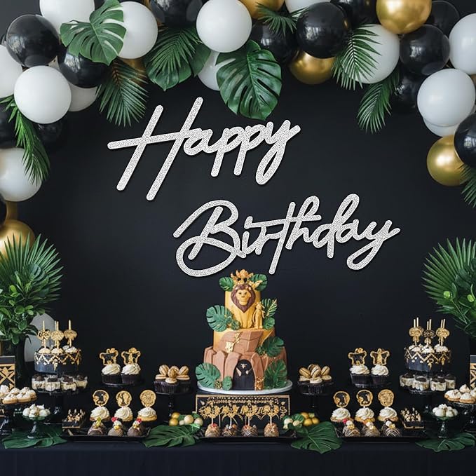 Sliver Happy Birthday Sign for Backdrop - Image 3