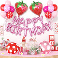 29PC Strawberry Happy Birthday Balloon Banner, 16Inch 3D Aluminum Letter Banner by Paready