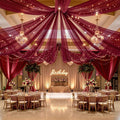 6 Panels Burgundy Ceiling Curtains by Unknown