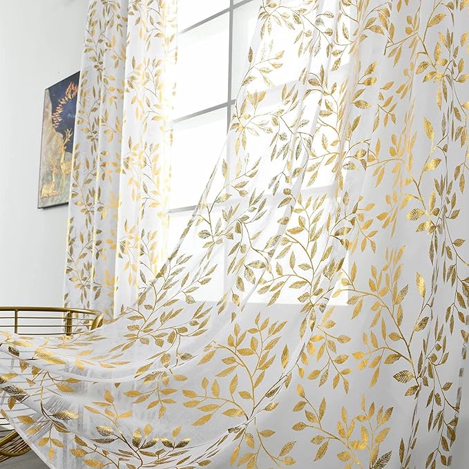 Sutuo Home White Sheer Curtains 72 Inch Length 2 Panels Set, Privacy Voile by SutuoHome