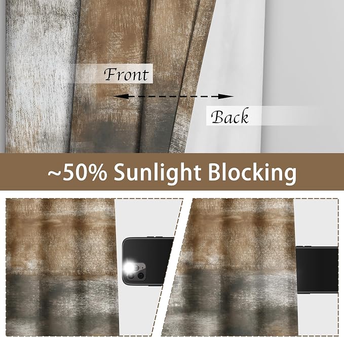 Asuexpect Abstract Kitchen Curtains 2 Panels Abstract Rust Curtain Room - Image 2