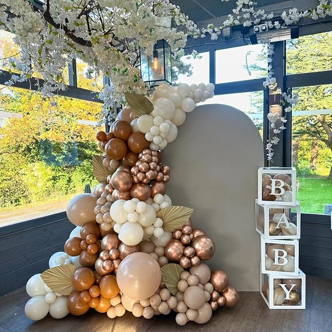 Fall Orange Nude White Balloons Garland Arch Kit - Image 5