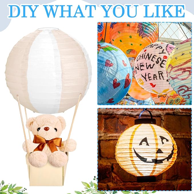12 Sets Baby Shower Hot Air Balloon Table Centerpieces DIY Paper Lanterns - Image 4