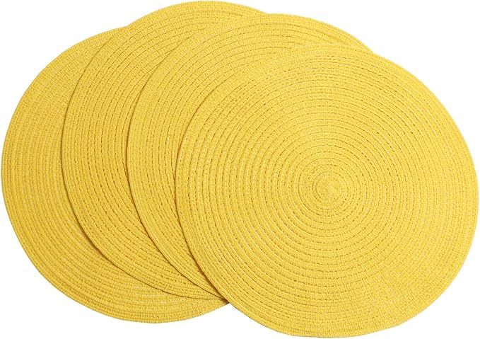 SHACOS Round Braided Placemats Set of 4 Washable Kitchen Table Place Mats by SHACOS