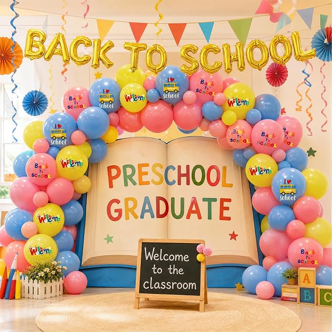 Back to School Balloons Decoration Kit, 16 Inch Gold Letter Balloon Banner - Image 6