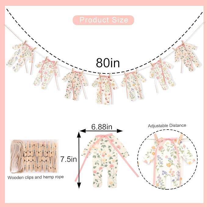 7pcs Neutral Baby Shower Bunting - Image 2