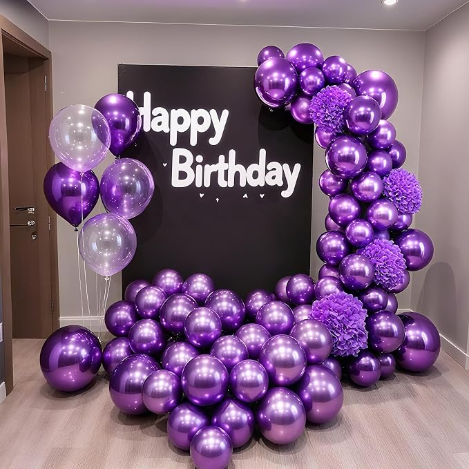 Metallic Purple Balloons 100 Pack 12 Inch Extra Thick Latex Party Balloon - Image 5