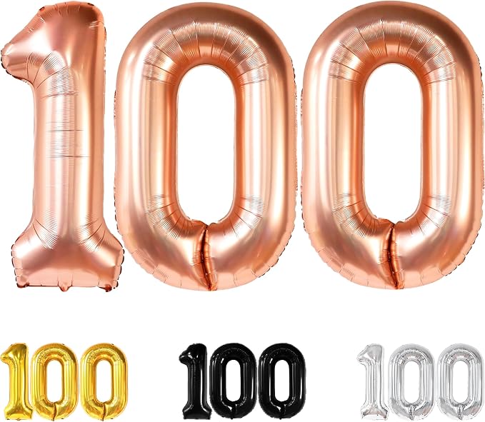 KatchOn, Rose Gold Number 100 Balloon by KatchOn