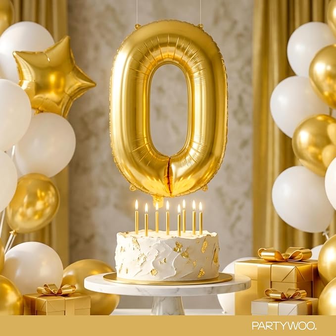 PartyWoo Number Balloons 40 Inch Gold Number 0 Kit 25pcs - Image 3