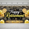 Large Black Gold Happy Retirement Decorations Banner by Unknown