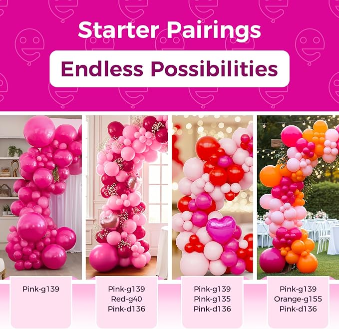 Bezente Hot Pink Latex Party Balloons, 100 Pack 12 inch Round Helium Pink - Image 4