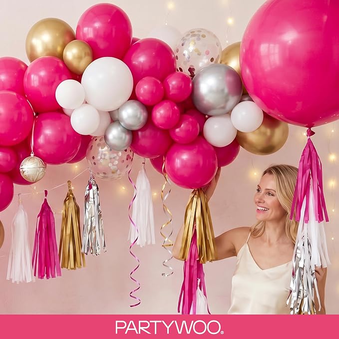 PartyWoo Hot Pink Balloons 85pcs Magenta Fuchsia Color 18 12 10 5 Inch | 18 12 - Image 9