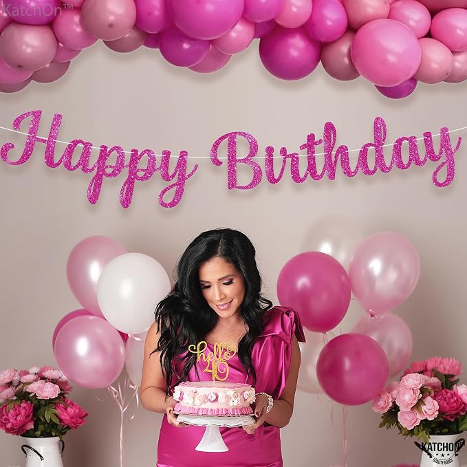KatchOn Hot Pink Happy Birthday Banner 10 Ft - Image 8