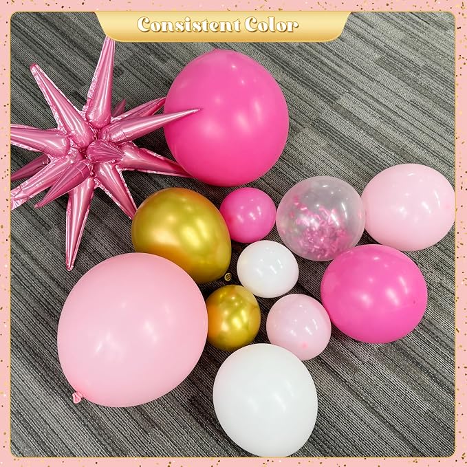 Pink White Gold Balloon Garland Arch Kit - Image 6