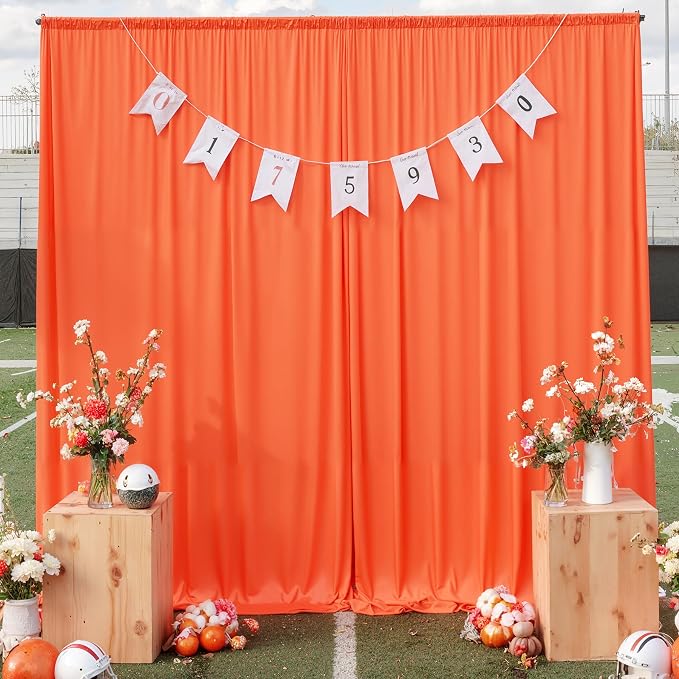50 ft x 10 ft Wrinkle Free Orange Backdrop Curtain - Image 6