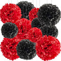 BRZIKWT 12 Pcs Black Red Tissue Paper Pom Poms by Unknown
