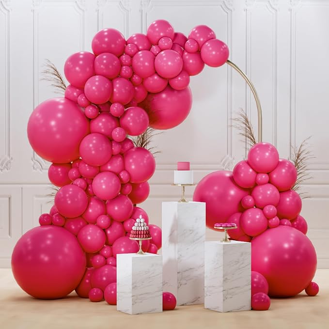 PartyWoo Hot Pink Balloons 145pcs Magenta Fuchsia Color 18 12 10 5 Inch | 18 12 by PartyWoo
