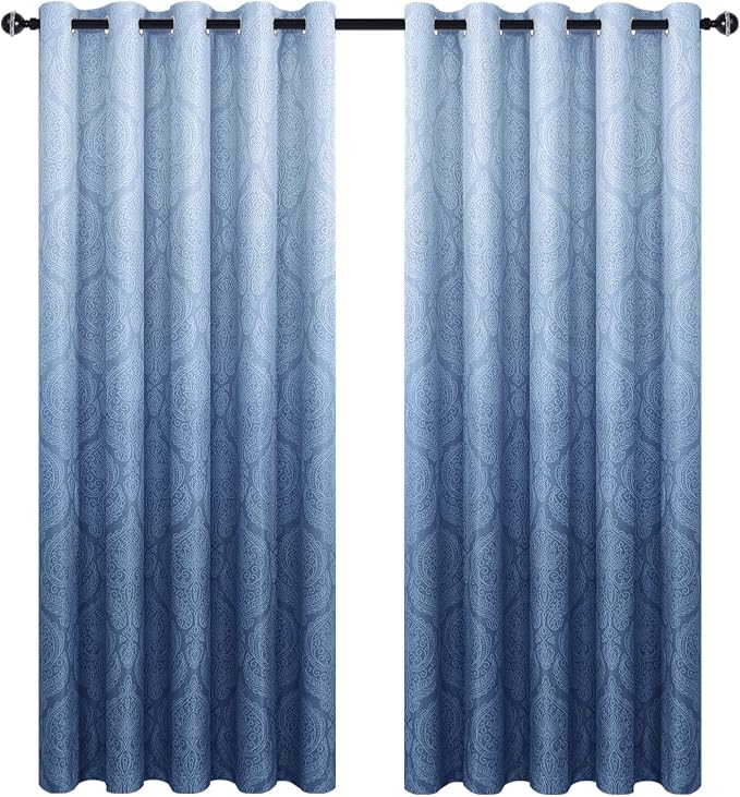 DWCN Blackout Ombre Damask Curtains - Image 8