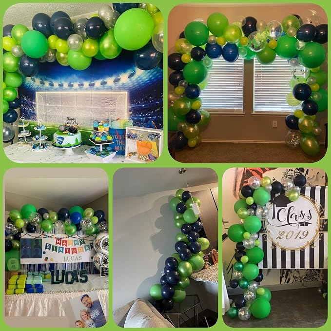 60 Pcs Navy Blue Matte Light Green Silver Latex Party Balloons - Image 8