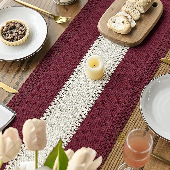 Artoid Mode Red Farmhouse Woven Table Runner 12x36 Inch | Holiday Rustic - Image 4