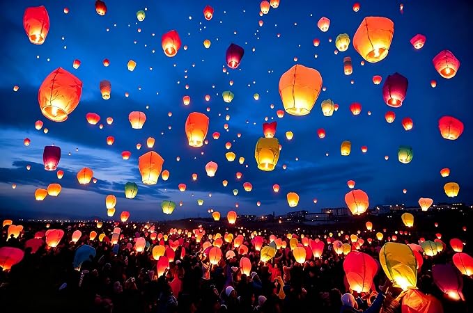 Paper Lanterns 20Pcs Set, Including Hanging Rectangular Lanterns, Suitable - Image 5